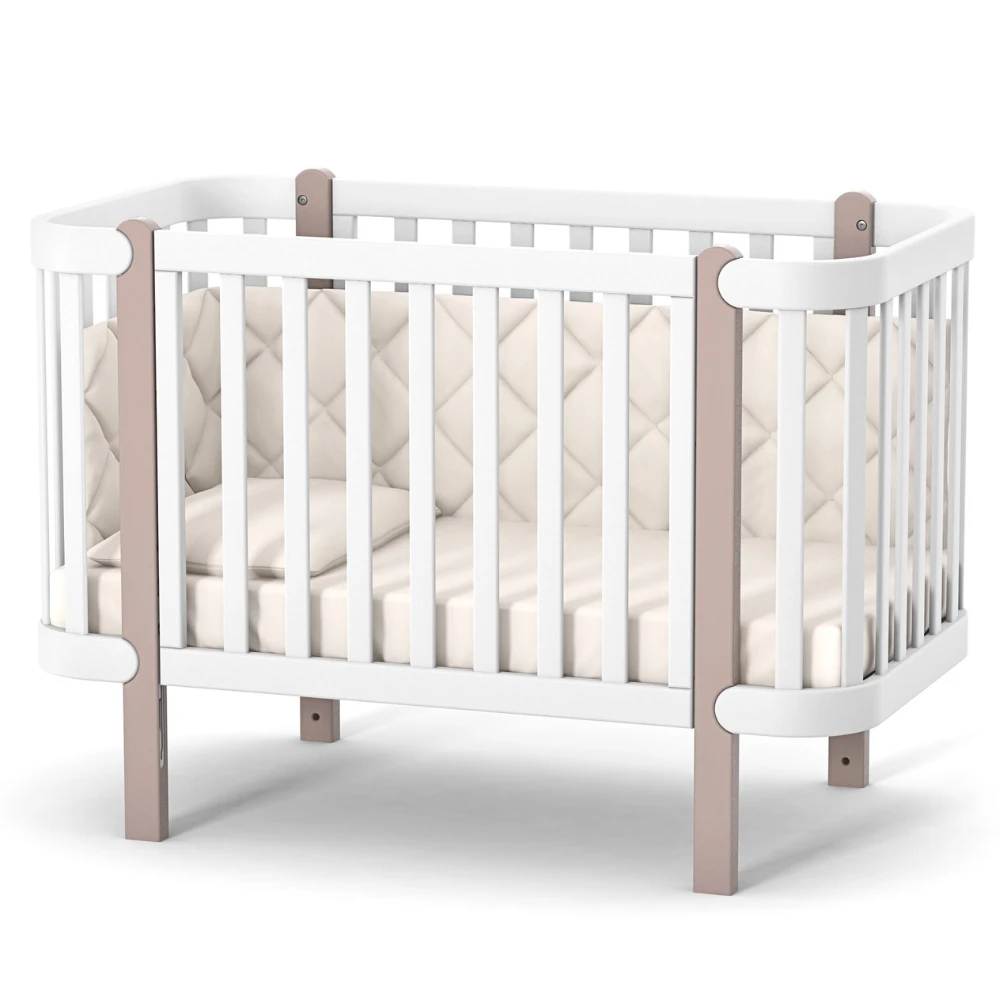 4820255360188_1 Patut pentru copii MONACO, 120×60 cm, din lemn de fag - Alb-Cappuccino - imagine 1