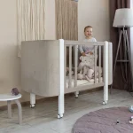Patut pentru copii MONACO Velour, 120×60 cm, din lemn de fag - Cappuccino - imagine 10