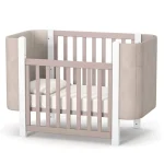 Patut pentru copii MONACO Velour, 120×60 cm, din lemn de fag - Cappuccino - imagine 2