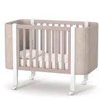 Patut pentru copii MONACO Velour, 120×60 cm, din lemn de fag - Cappuccino - imagine 3