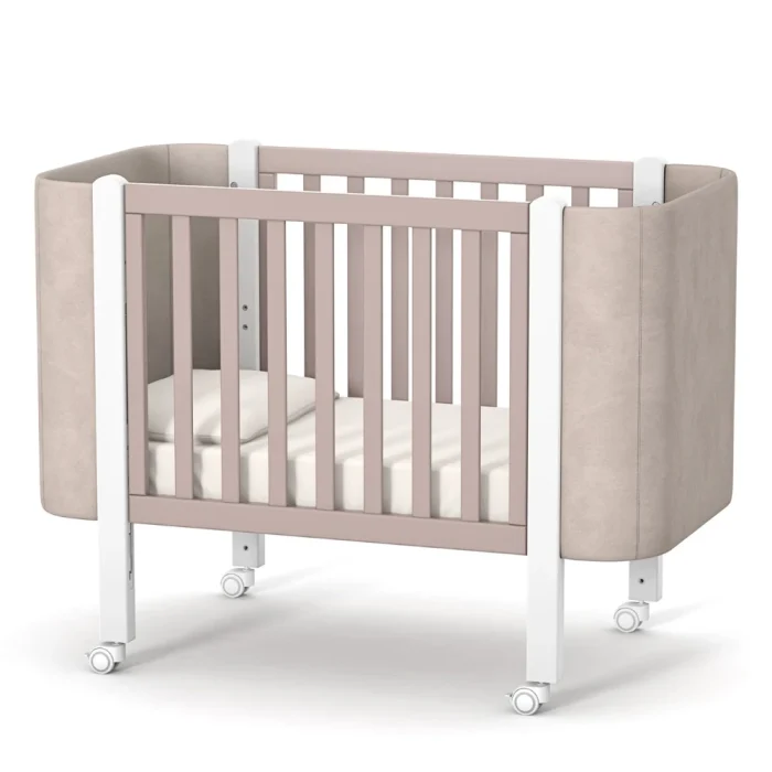 Patut pentru copii MONACO Velour, 120×60 cm, din lemn de fag - Cappuccino - imagine 3