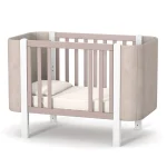 Patut pentru copii MONACO Velour, 120×60 cm, din lemn de fag - Cappuccino - imagine 5