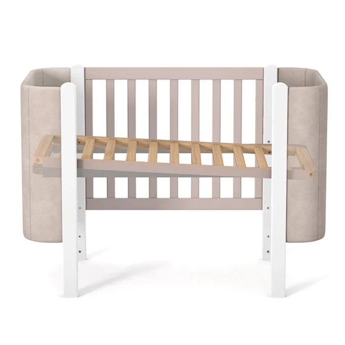 Patut pentru copii MONACO Velour, 120×60 cm, din lemn de fag - Cappuccino - imagine 6