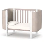 Patut pentru copii MONACO Velour, 120×60 cm, din lemn de fag - Cappuccino - imagine 7