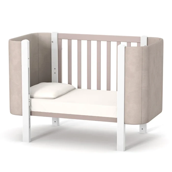 Patut pentru copii MONACO Velour, 120×60 cm, din lemn de fag - Cappuccino - imagine 7
