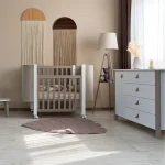 Patut pentru copii MONACO Velour, 120×60 cm, din lemn de fag - Cappuccino - imagine 9