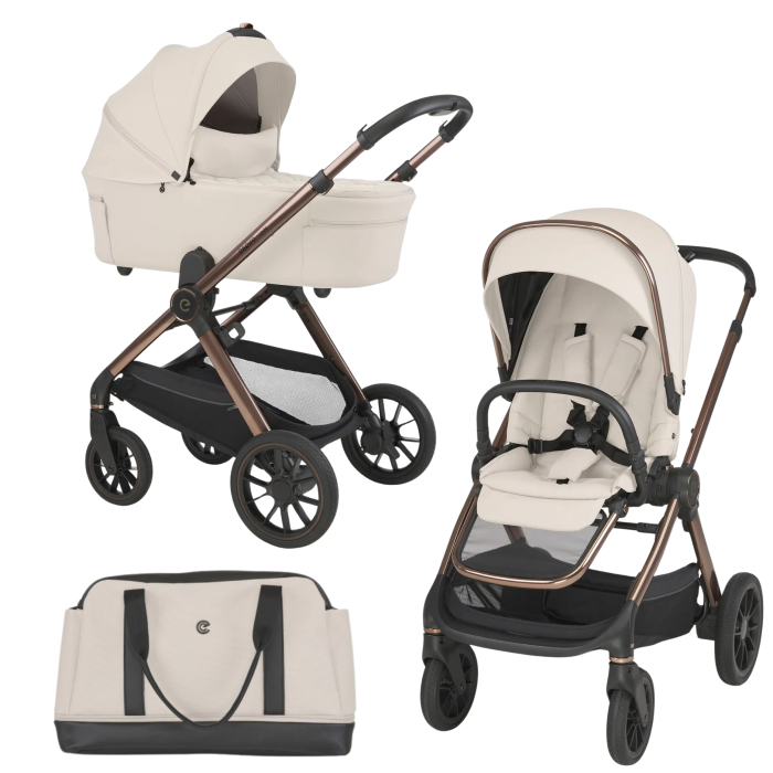 Carucior 3 in 1 pentru copii, ESPIRO CODE, cu toate accesoriile incluse - Brave Ecru - imagine 2