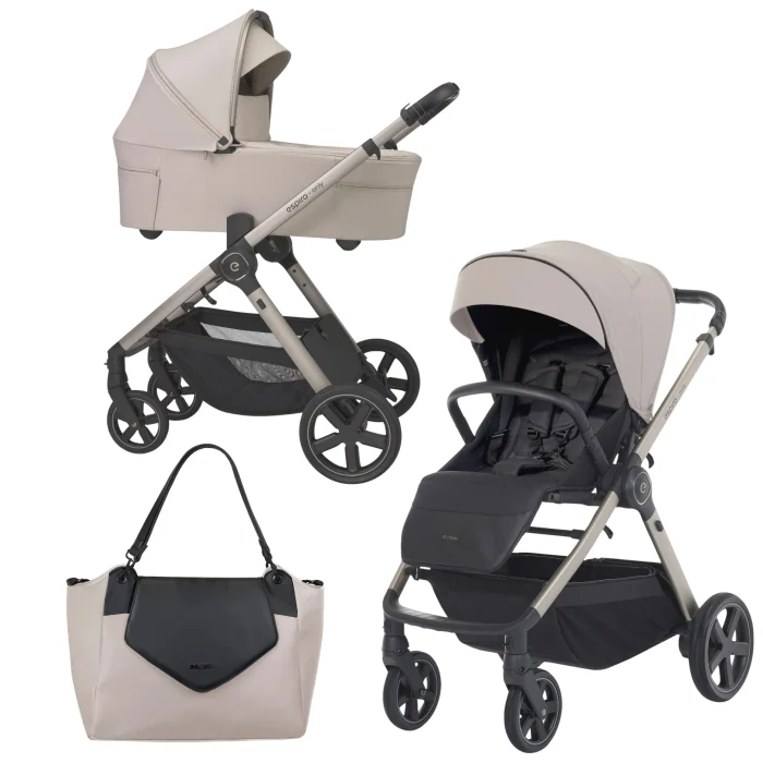 Cărucior 3 in 1 pentru copii, Espiro ONLY, cu toate accesoriile incluse – Vanilla beige - imagine 2