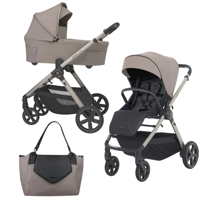 Cărucior 3 in 1 pentru copii, Espiro ONLY, cu toate accesoriile incluse– Sahara beige - imagine 2