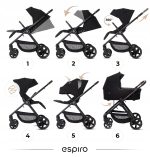 Cărucior 2in1 pentru copii, Espiro ONLY, cu toate accesoriile incluse - Stylish Black - imagine 7
