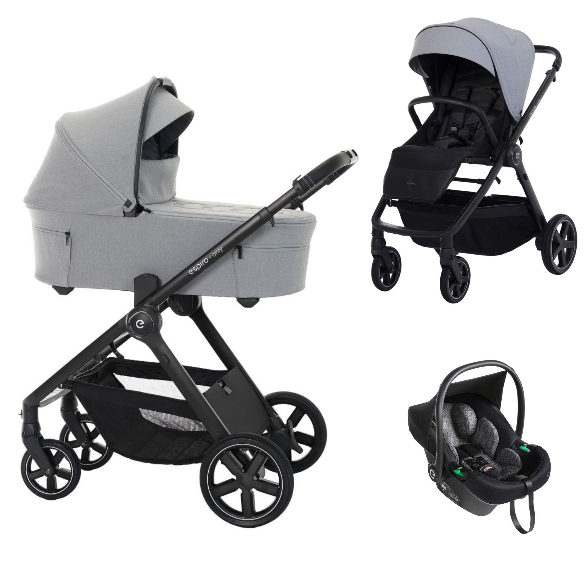 5905683801195_3in1 Carucior 3 in 1 pentru copii, ESPIRO ONLY, cu toate accesoriile incluse - Monument gray - imagine 1