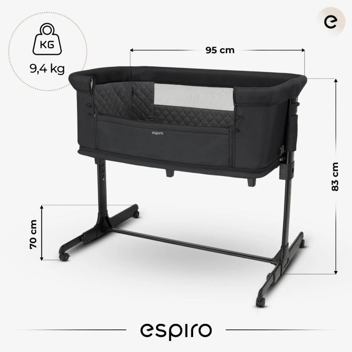 Patut co-sleeper Espiro Cloud, 3in1, patut, tarc de joaca, usor de transportat - Bej - imagine 6