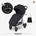 Carucior sport pentru copii, ESPIRO WAVE, 0-22 kg, toate accesoriile incluse - Negru - imagine 3
