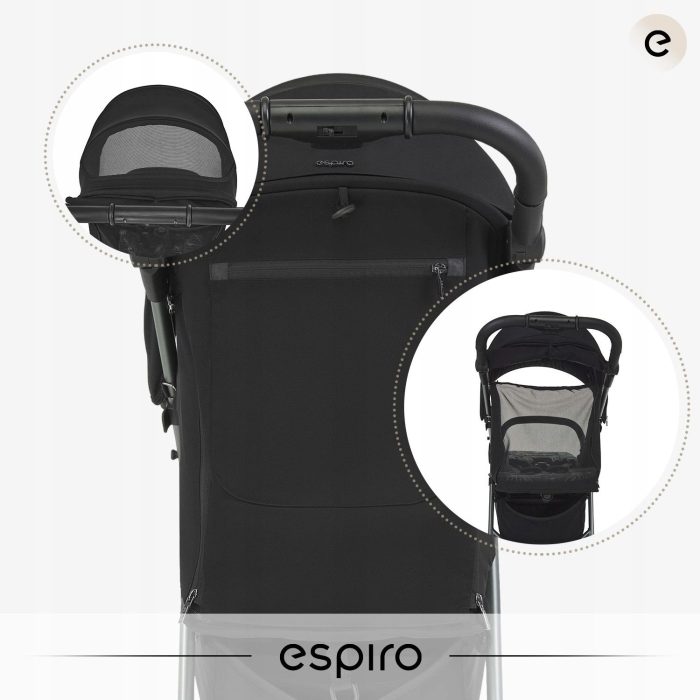 Carucior sport pentru copii, ESPIRO WAVE, 0-22 kg, toate accesoriile incluse - Negru - imagine 5