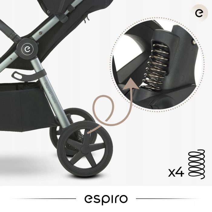 Carucior sport pentru copii, ESPIRO WAVE, 0-22 kg, toate accesoriile incluse - Negru - imagine 7